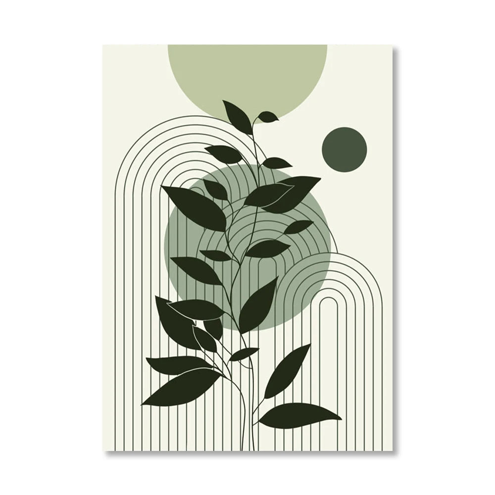 Abstract Geometric Shape & Leaves Canvas