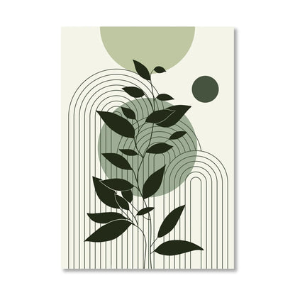 Abstract Geometric Shape & Leaves Canvas