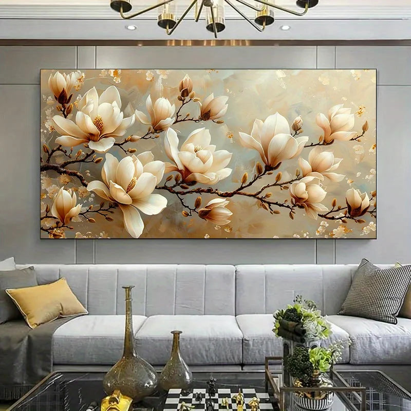 modern magnolia flower blossoms elegant canvas wall art