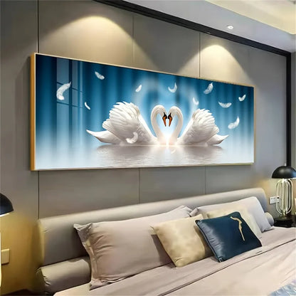 elegant swan couple love theme unframed canvas wall art
