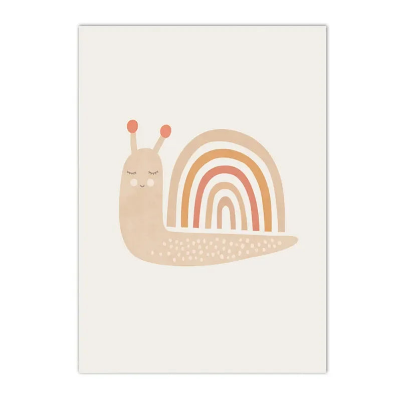 boho sun and rainbow with deer kids canvas wall art