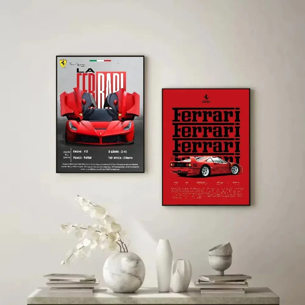 Classic red Italian sports car canvas wall art