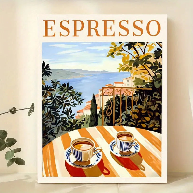vintage mid century italian espresso coffee canvas wall art