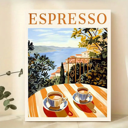 vintage mid century italian espresso coffee canvas wall art
