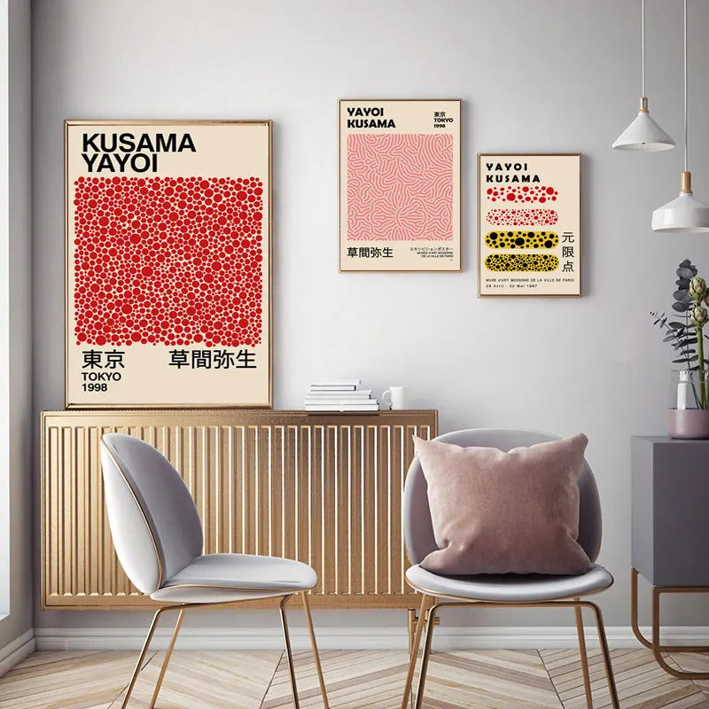 kusama inspired abstract dots nordic gallery canvas