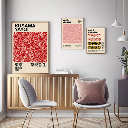 kusama inspired abstract dots nordic gallery canvas