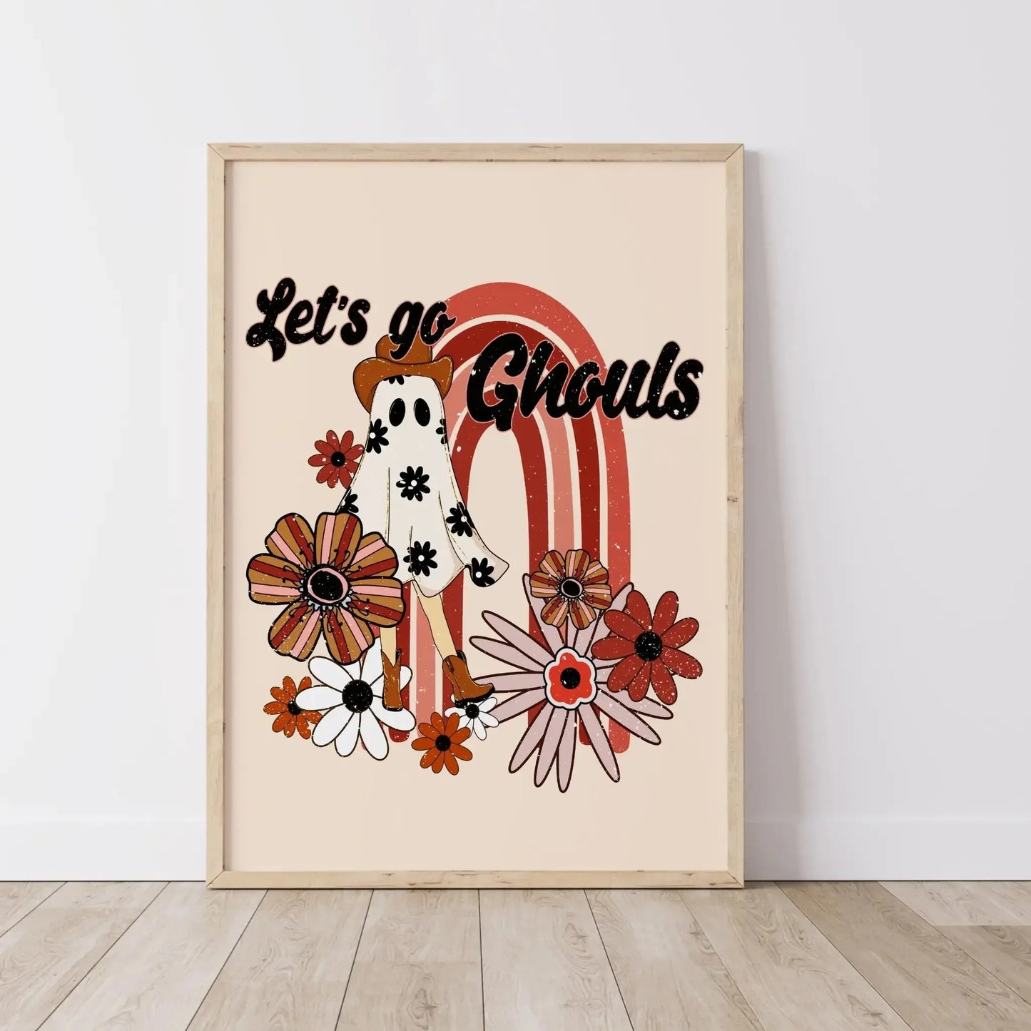 Vintage ghost and pumpkin Halloween “Creep It Real” canvas wall art