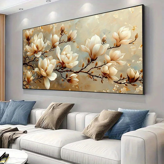 modern magnolia flower blossoms elegant canvas wall art