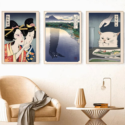 Japanese Meme Ukiyo-e Canvas Prints Collection
