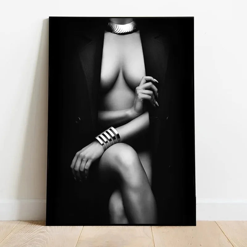 tasteful black and white nude figure canvas wall art