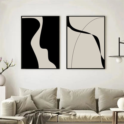 minimalist black and white abstract Nordic canvas