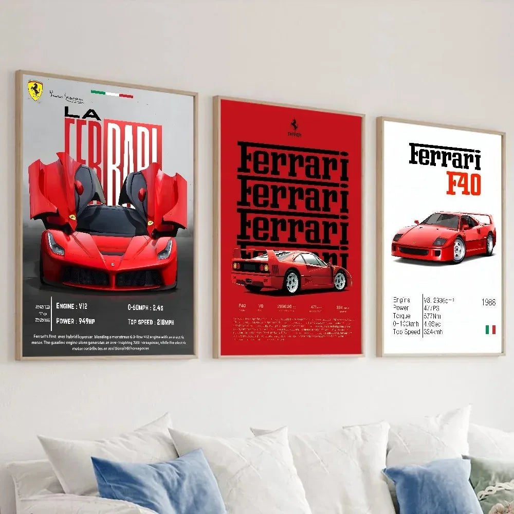 Classic red Italian sports car canvas wall art