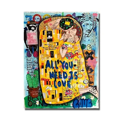 Banksy & Gustav Klimt Graffiti Canvas