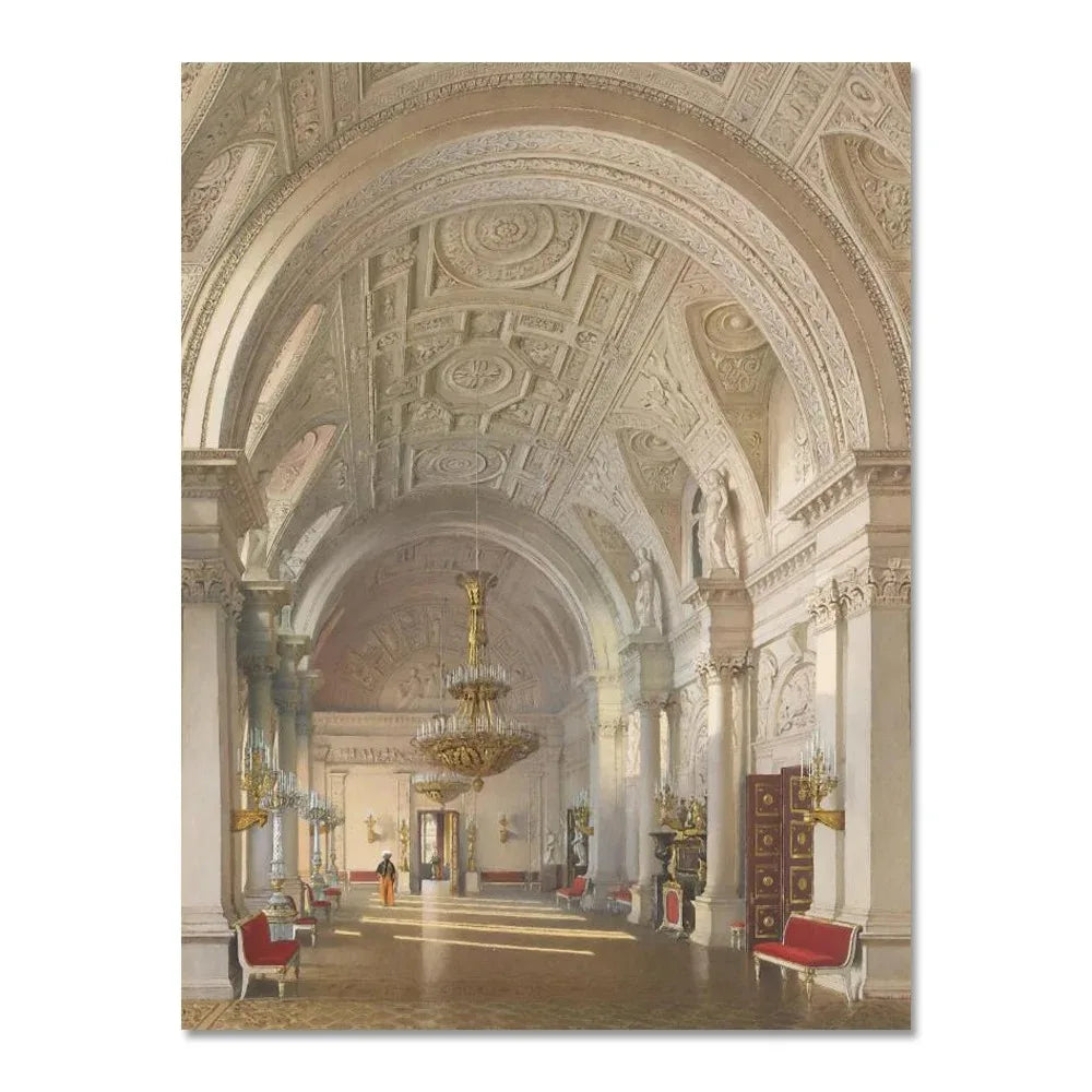 renaissance-style figures with architectural motifs vintage canvas wall art