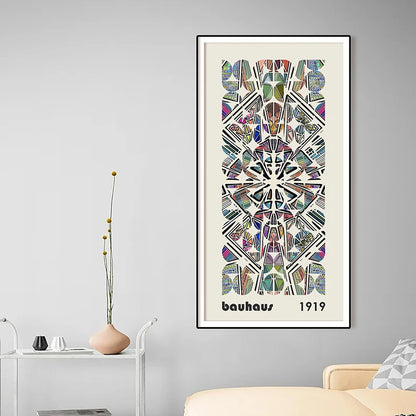 colorful bauhaus long narrow panoramic mid century canvas