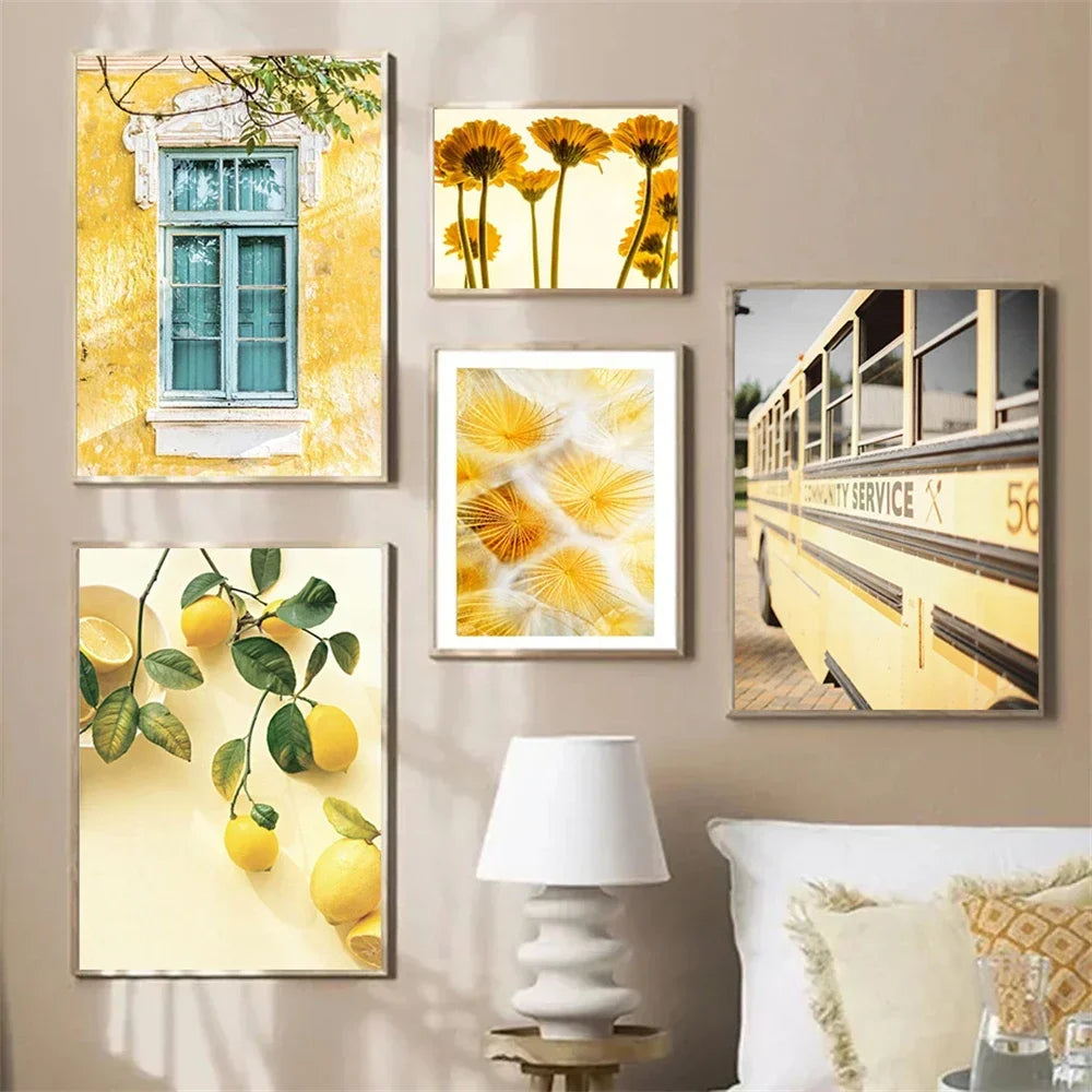 roses with lemons and oranges Nordic floral canvas wall art