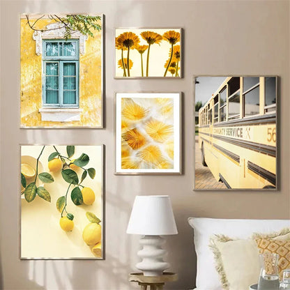 roses with lemons and oranges Nordic floral canvas wall art