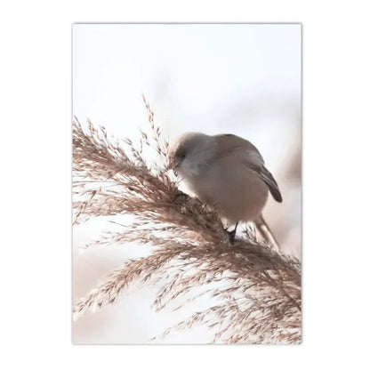 sunset lake with hut bridge and canoe among reeds Nordic canvas wall art