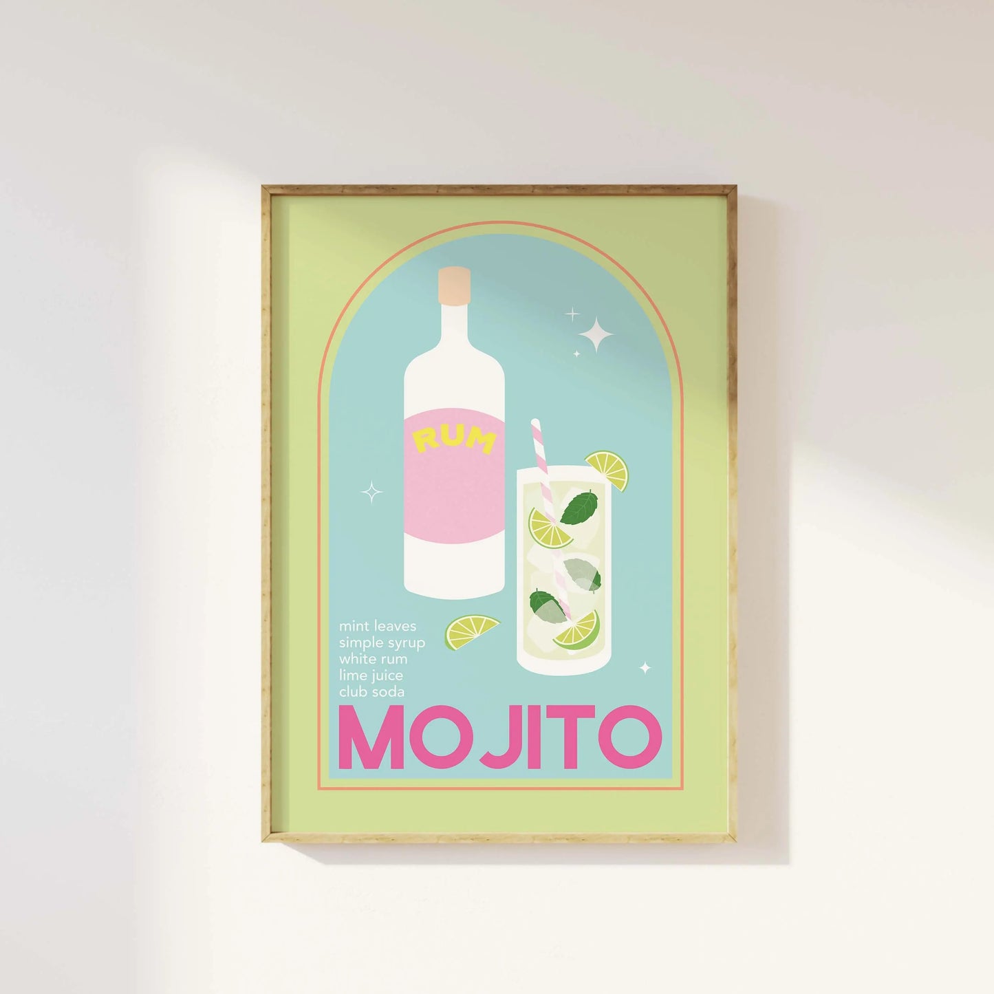 Vintage cocktail alphabet retro bar canvas wall art