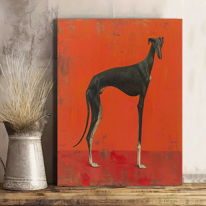 minimalist portrait of a black greyhound dog canvas wall art