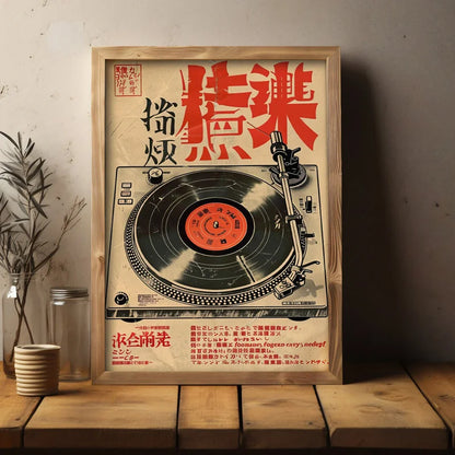 retro japanese music art deco letter print frameless canvas