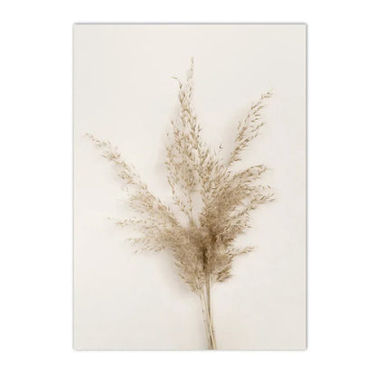 minimalist beige canvas with reed grass and flowers nordic style