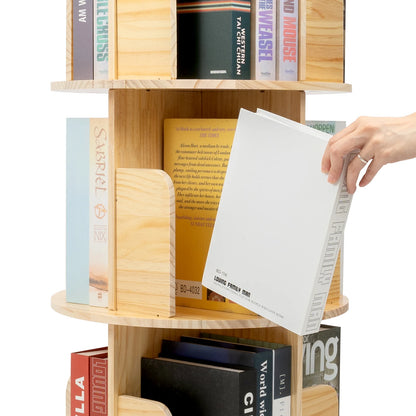 Wooden Rotating Bookcase Organizer