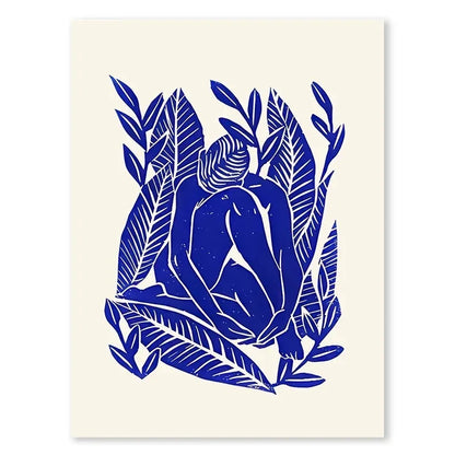 Nordic Abstract Blue Silhouette Canvas