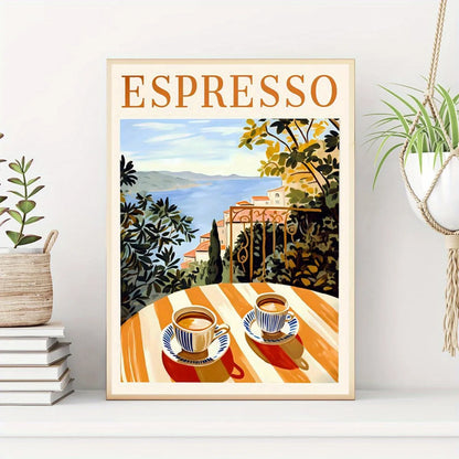 vintage mid century italian espresso coffee canvas wall art