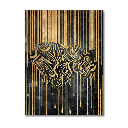 Abstract Gold Line Animals Canvas