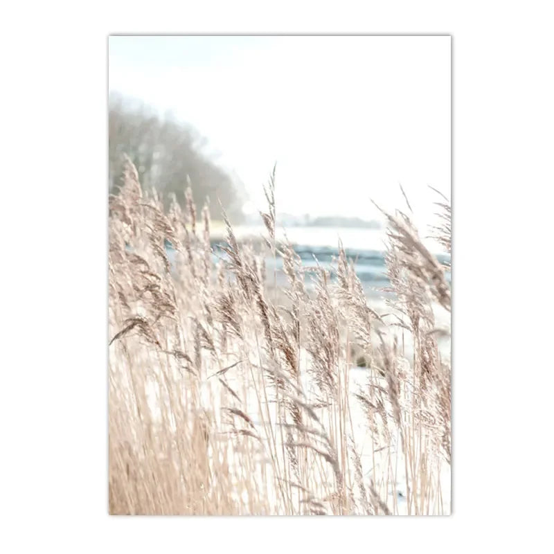 coastal beach with reef and gentle sea waves Nordic canvas wall art