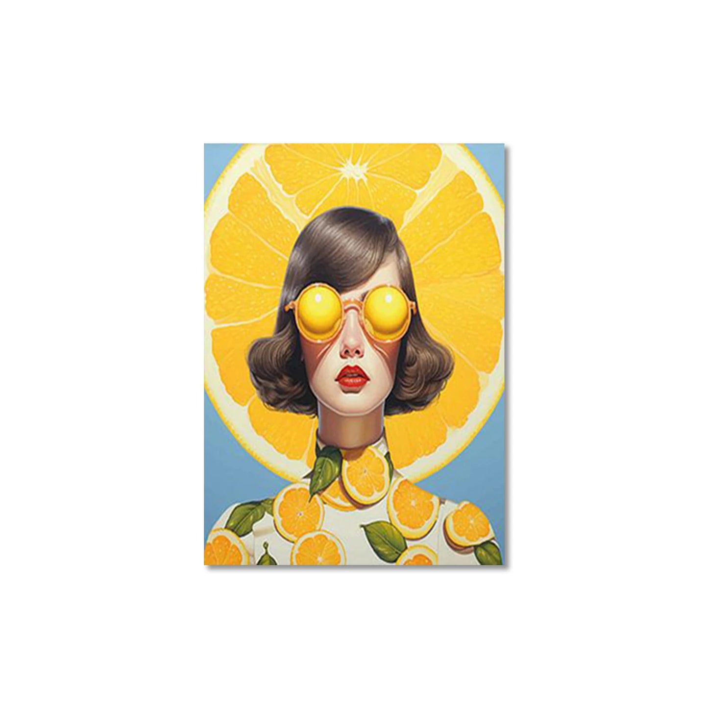 nordic scandinavian portrait woman with glasses flowers and birds canvas