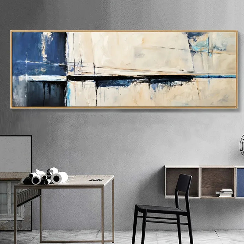 chic blue and gray abstract modern canvas print