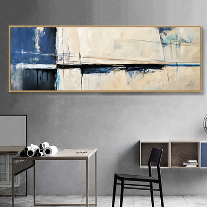 chic blue and gray abstract modern canvas print