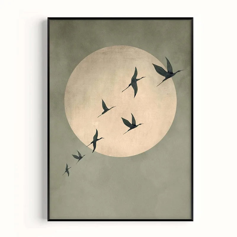 Sage Green Sun Japandi Canvas Print