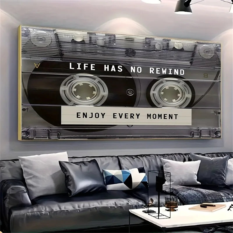 frameless retro cassette tape canvas with stripe pattern