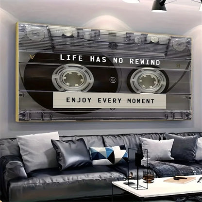 frameless retro cassette tape canvas with stripe pattern