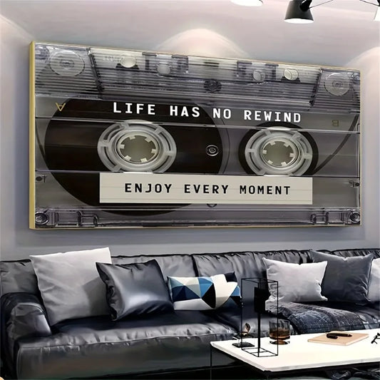 frameless retro cassette tape canvas with stripe pattern