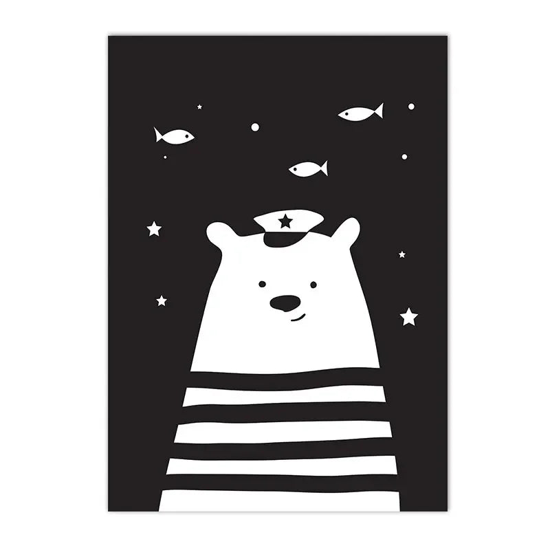 black and white canvas with arrows alphabet and numbers for kids room