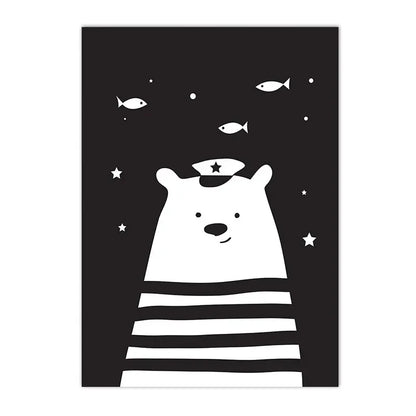 black and white canvas with arrows alphabet and numbers for kids room