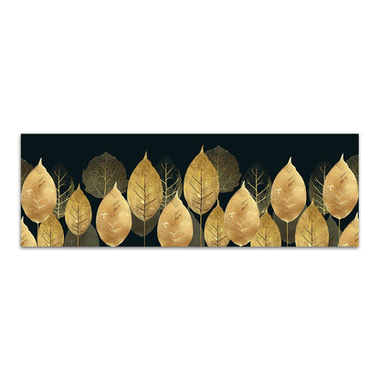 Black and gold monstera and ginkgo leaves botanical canvas wall art