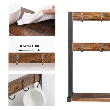 Vintage Wooden 2-Tier Coffee Mug Holder