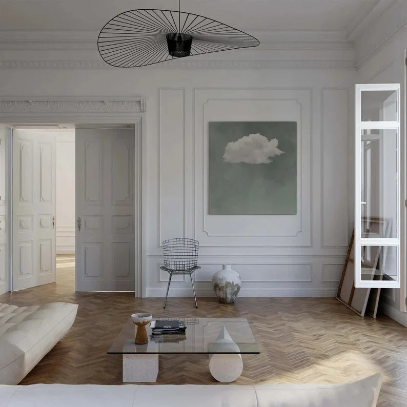 sage green cloud abstract square unframed canvas