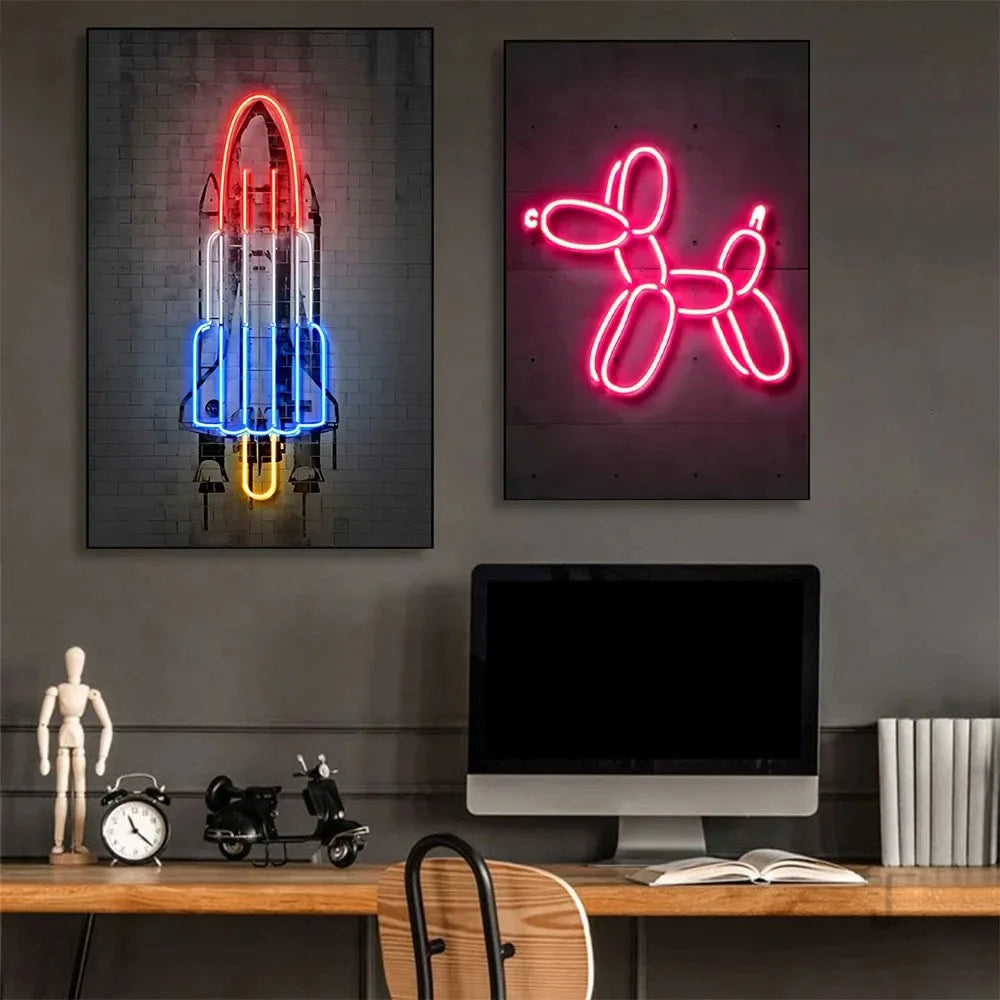 Neon Effect Iconic Canvas