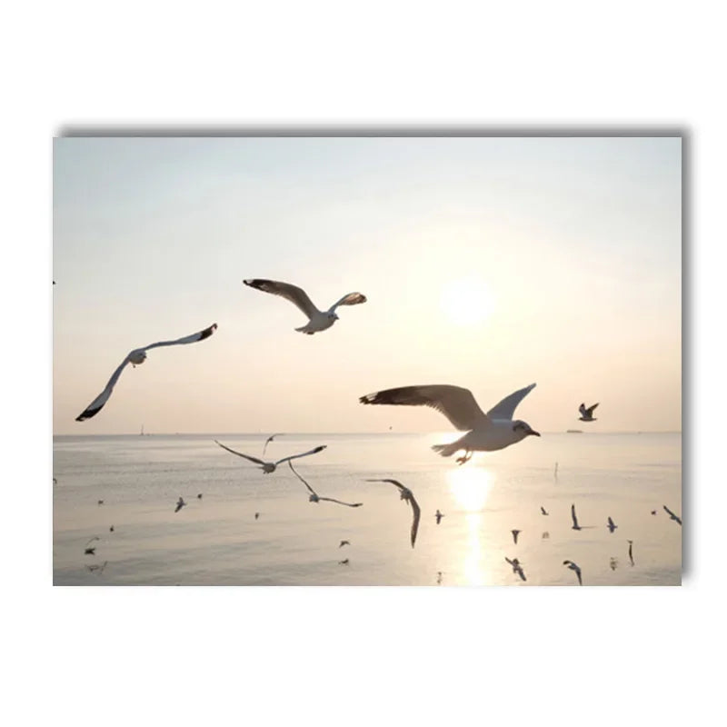 dried flowers with reeds, bridge and lake bird Nordic canvas wall art