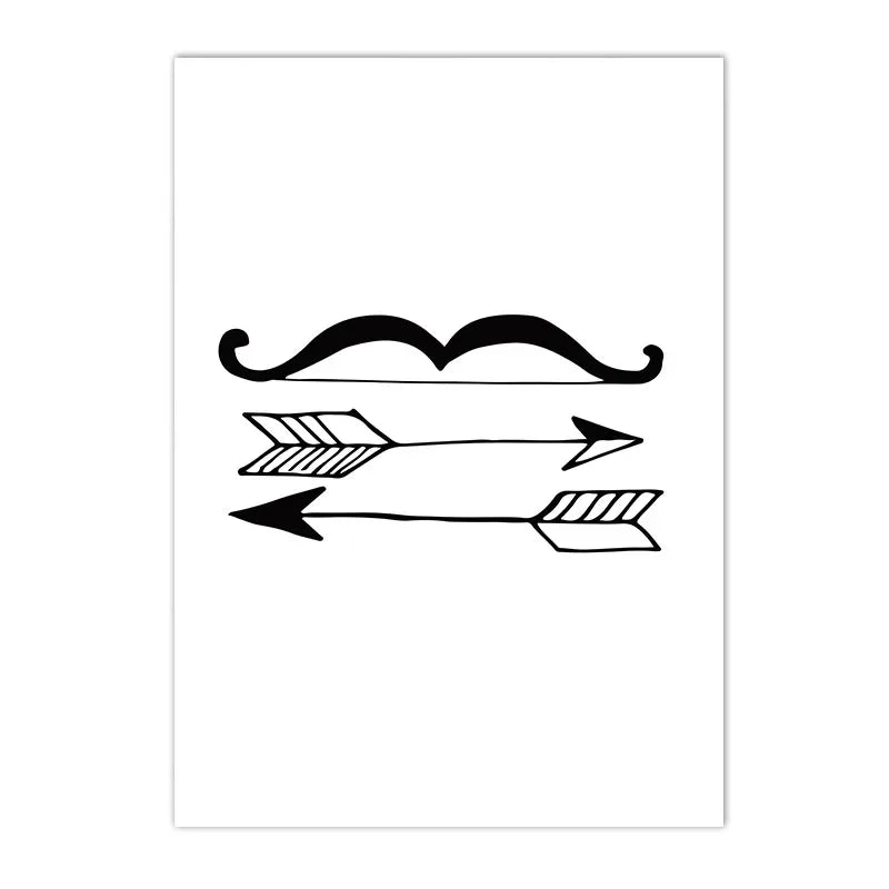 black and white canvas with arrows alphabet and numbers for kids room