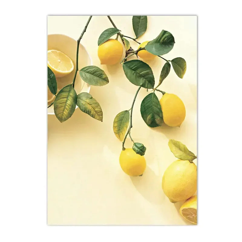 roses with lemons and oranges Nordic floral canvas wall art