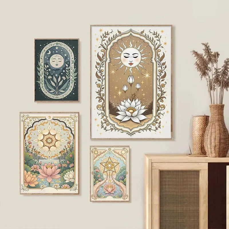 Tarot Sun & Moon Lotus Flower Canvas