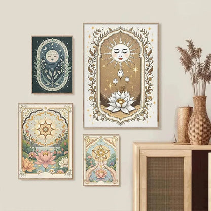 Tarot Sun & Moon Lotus Flower Canvas
