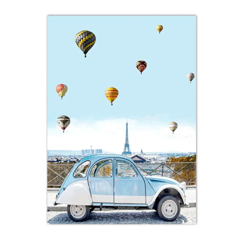 swan with surfboard under coconut tree tropical beach canvas wall art